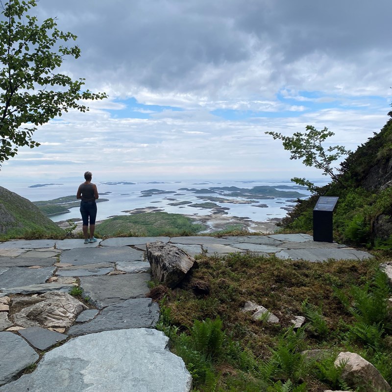 Utsikt over skjærgård fra Torghatthullet.