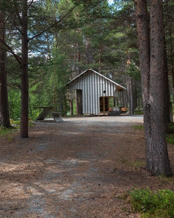 Liasanden rest area in the pine forest in Leirdalen, Lom.